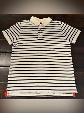 BODEN Boys Pique Polo Shirt, Size: 11-12yrs 152cm, Ivory/College Navy